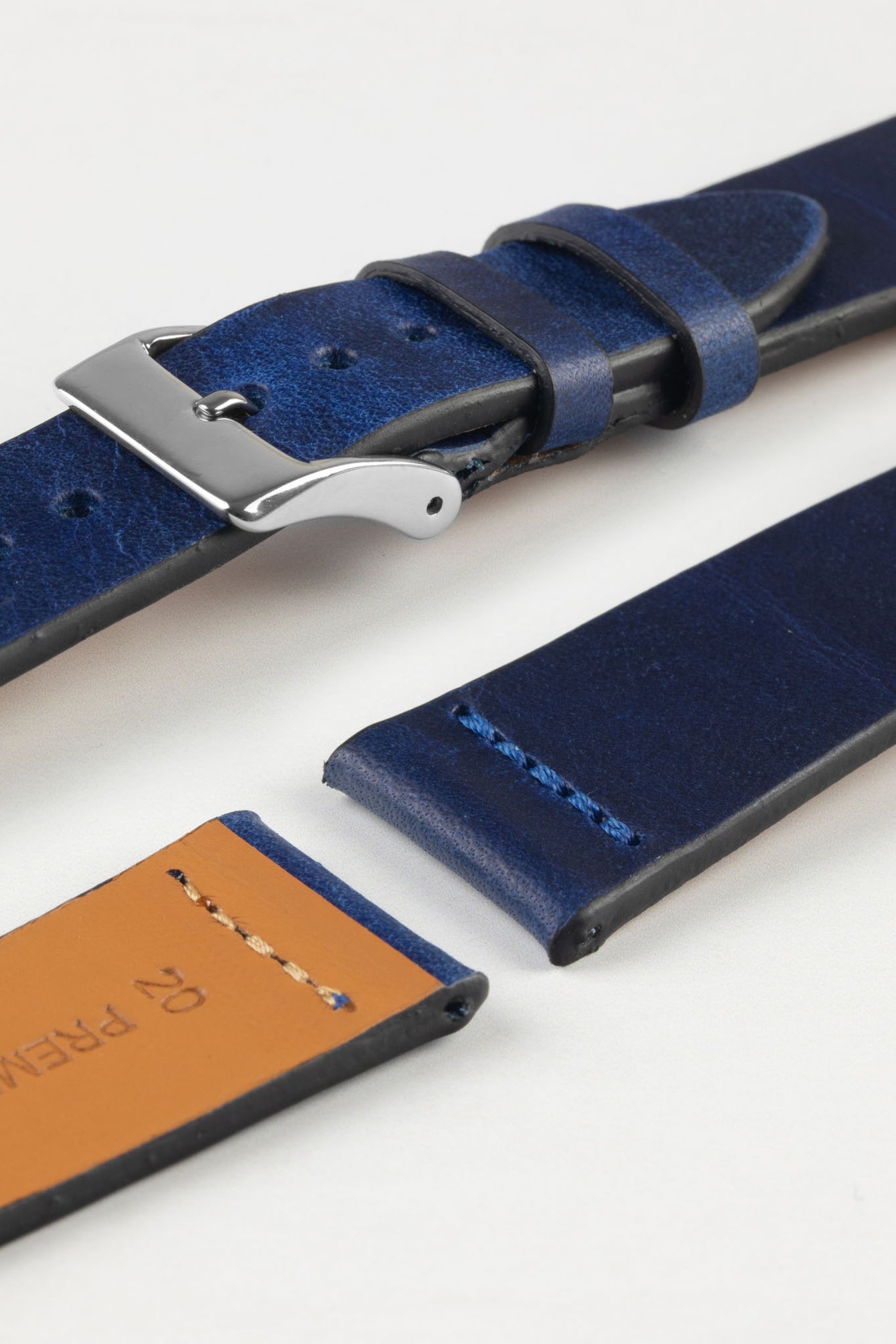 Pebro OILED ARTISAN Leather Watch Strap in BLUE