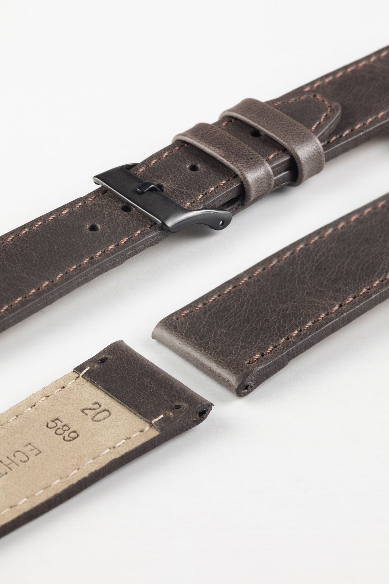 Pebro RUSTIC Vintage Leather Watch Strap in DARK BROWN