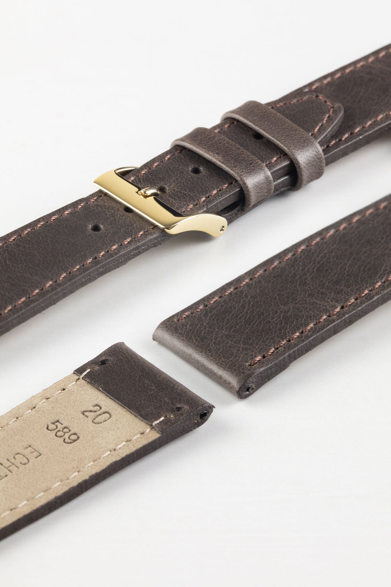 Pebro RUSTIC Vintage Leather Watch Strap in DARK BROWN