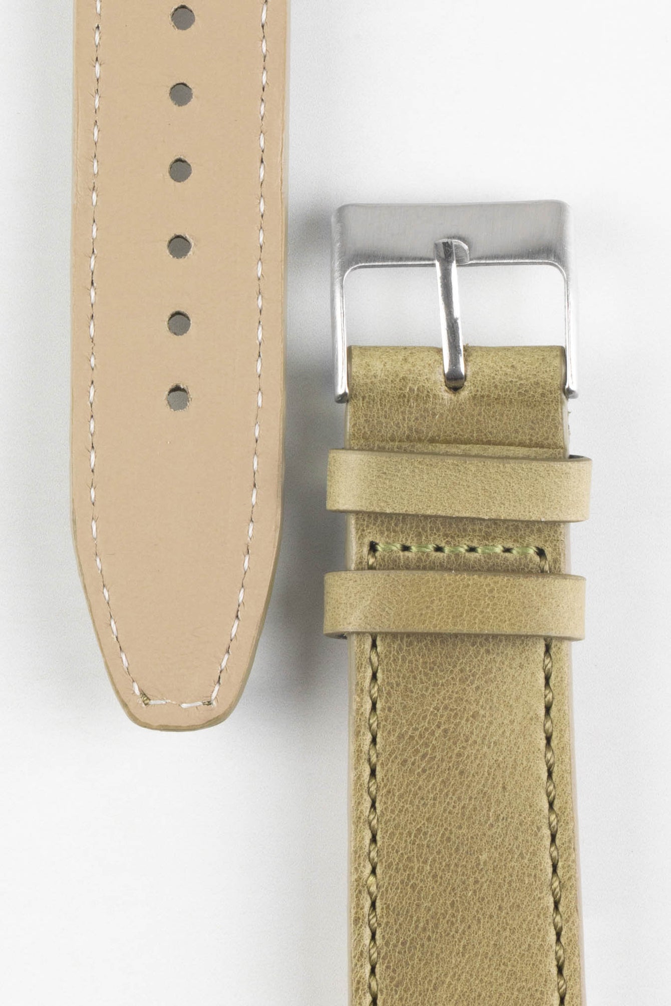 Pebro RUSTIC Vintage Leather Watch Strap in OLIVE GREEN