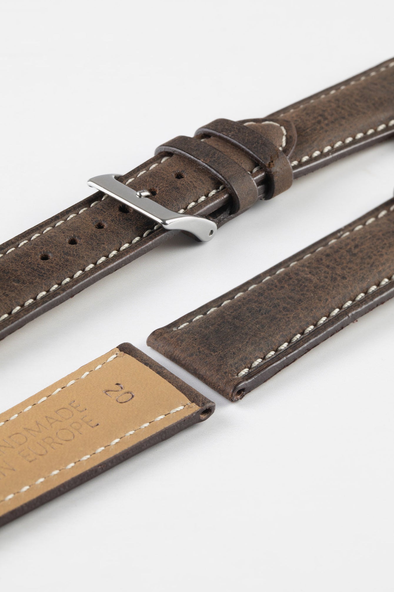 Pebro SAVANNAH Genuine Antelope Leather Watch Strap in DARK BROWN