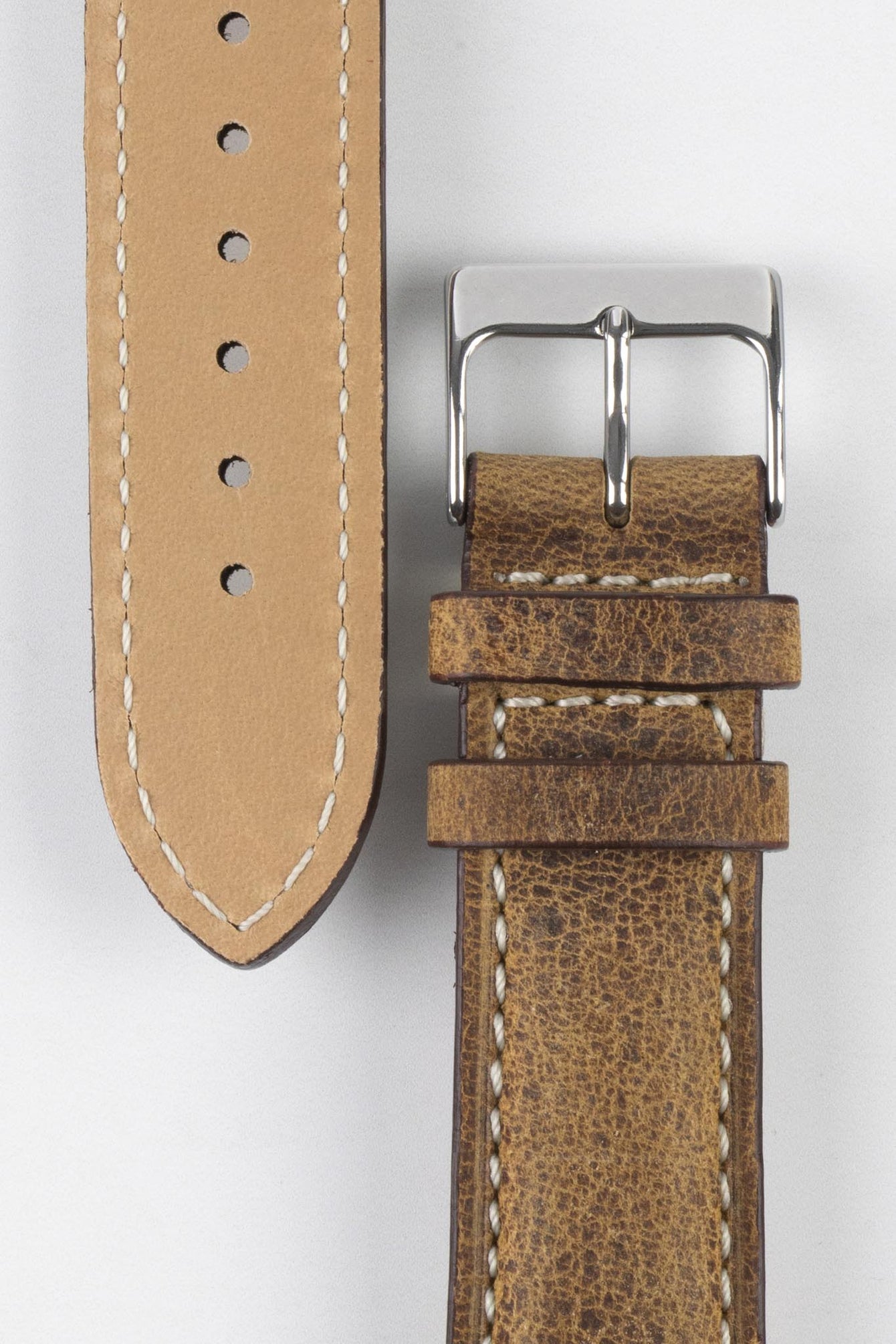 Pebro SAVANNAH Genuine Antelope Leather Watch Strap in MUSTARD BROWN