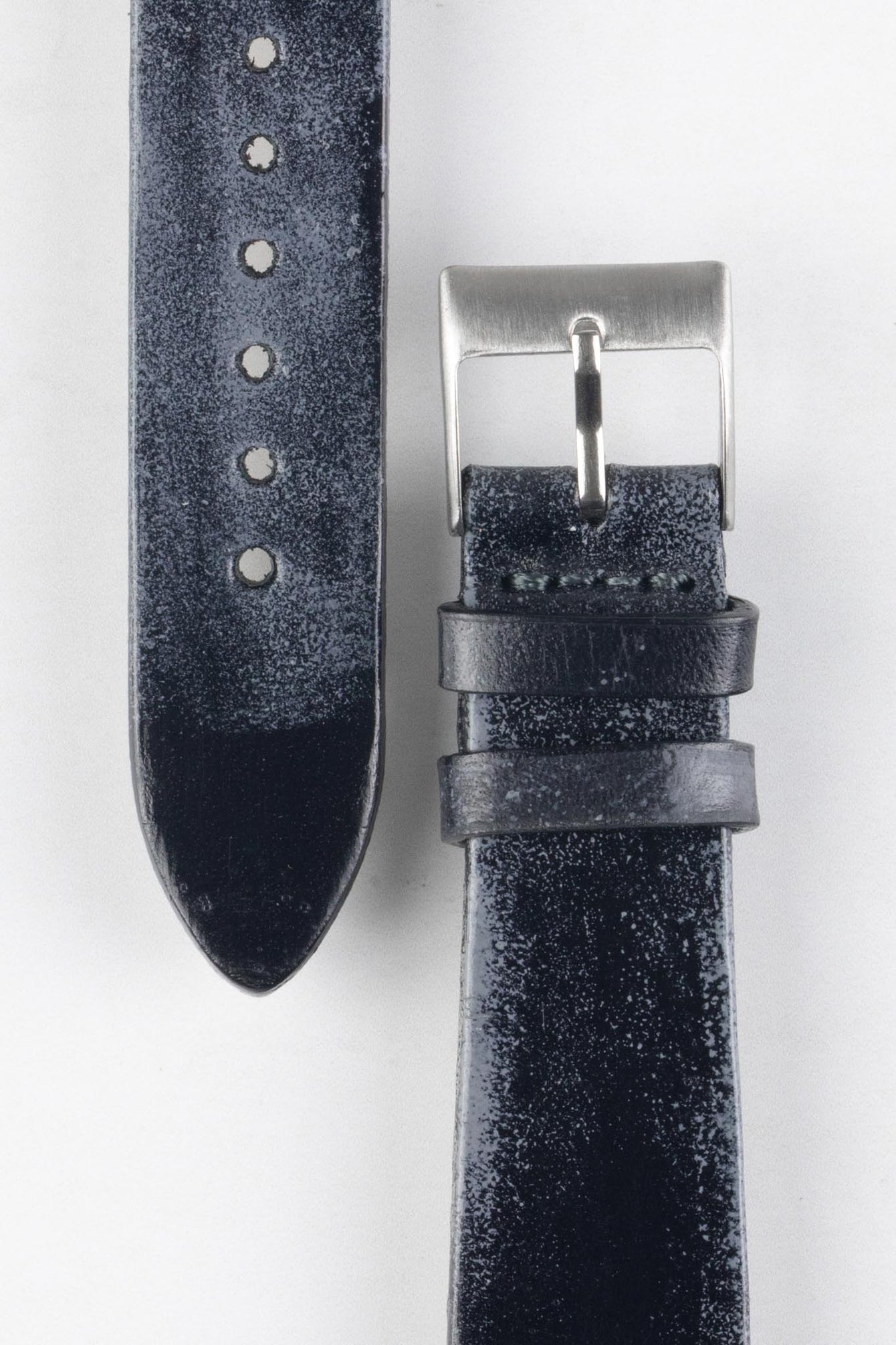 Pebro VENEER Lacquered Vintage Leather Watch Strap in BLACK