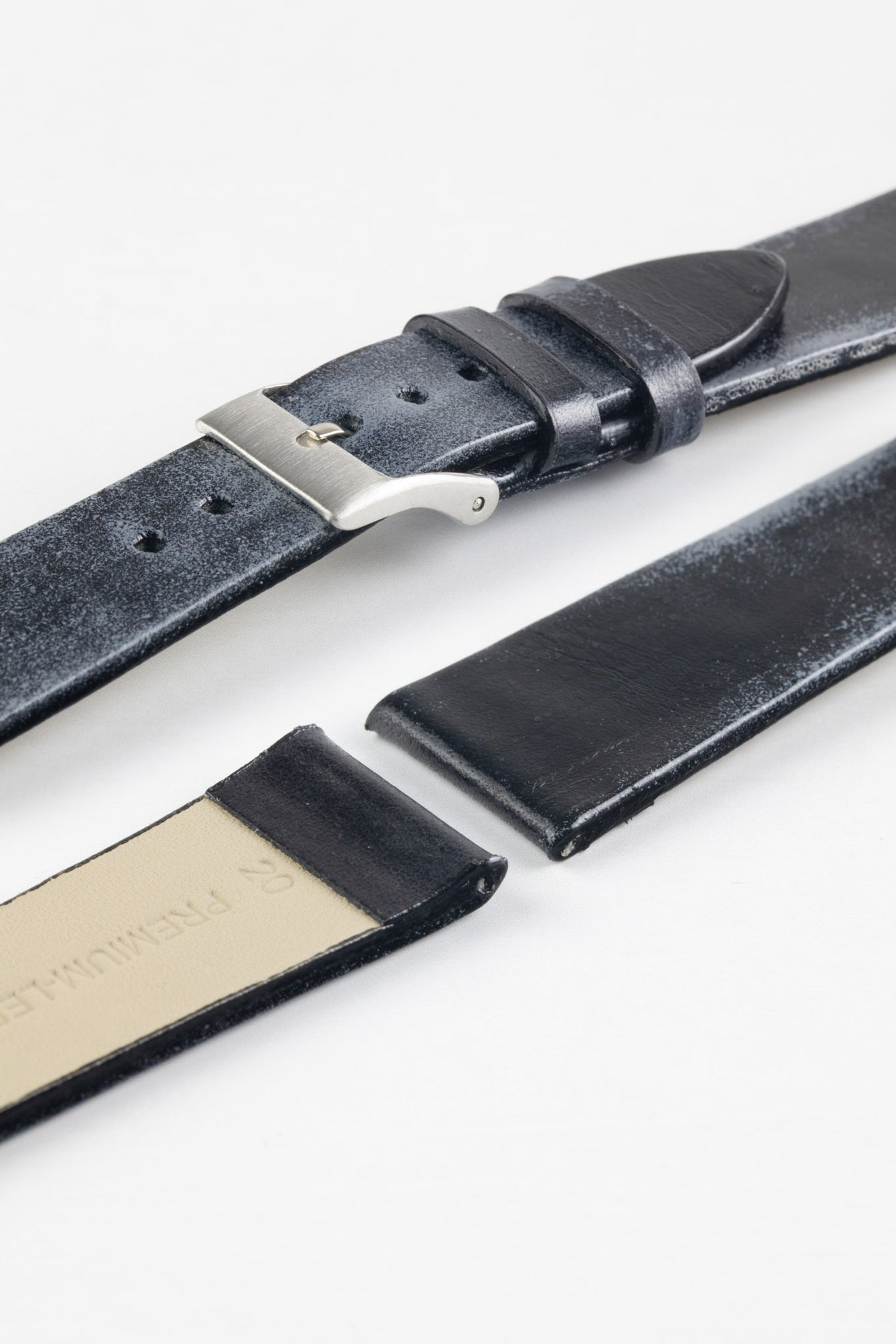 Pebro VENEER Lacquered Vintage Leather Watch Strap in BLACK