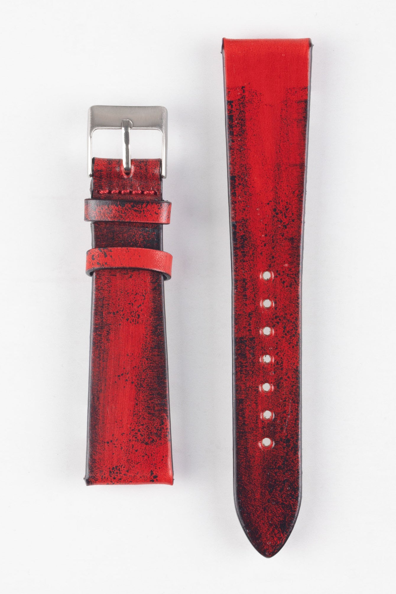 Pebro VENEER Lacquered Vintage Leather Watch Strap in RED