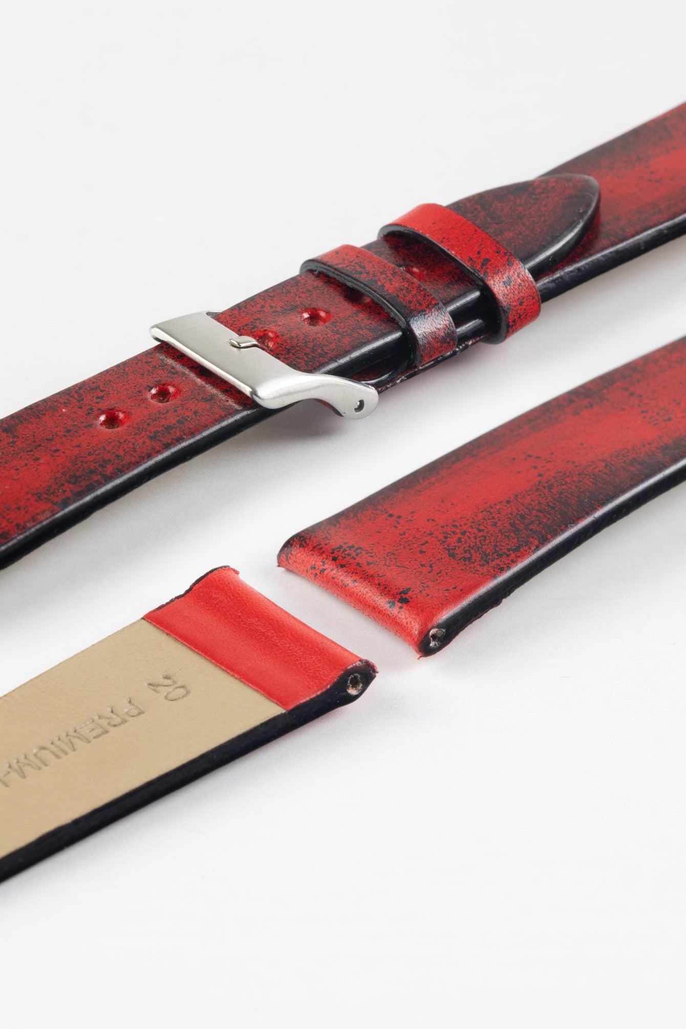 Pebro VENEER Lacquered Vintage Leather Watch Strap in RED