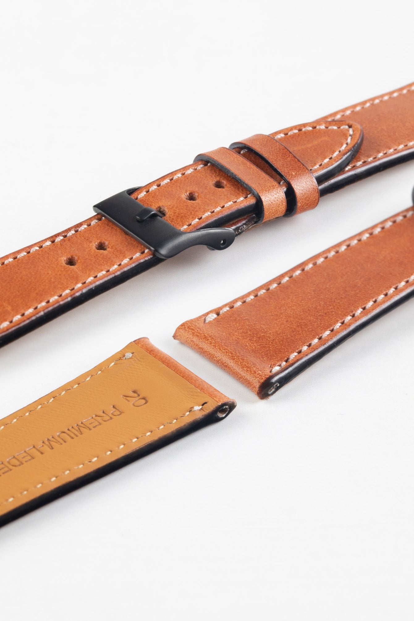 Pebro VIBRANT Genuine Leather Watch Strap in CHESTNUT BROWN