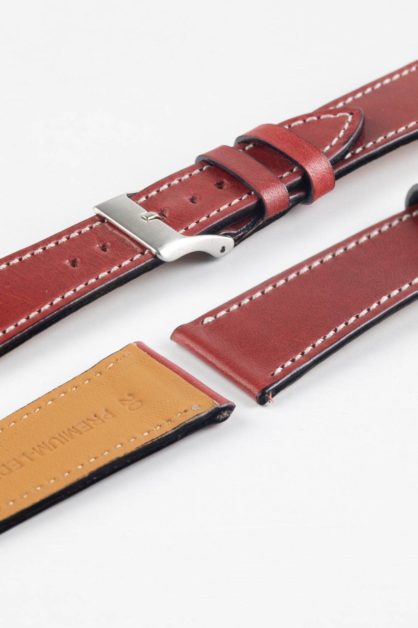 Pebro VIBRANT Genuine Leather Watch Strap in BURGUNDY