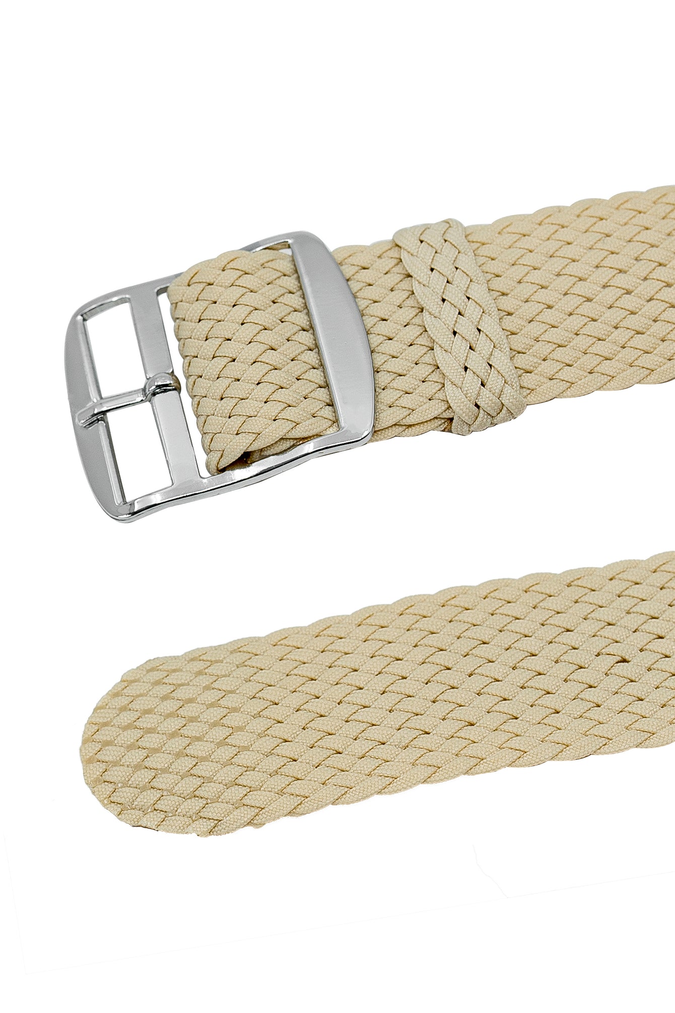 PERLON Braided One Piece Watch Strap & Buckle in BEIGE