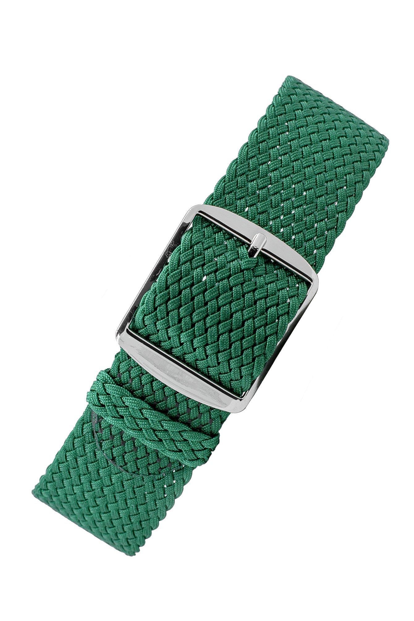 PERLON Braided One Piece Watch Strap & Buckle in GREEN