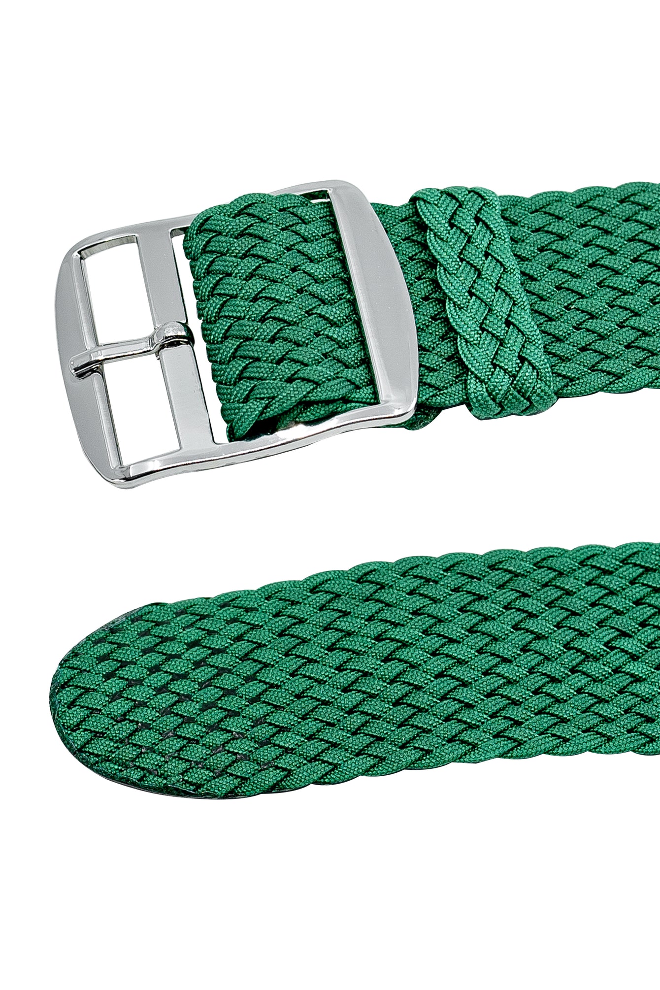 PERLON Braided One Piece Watch Strap & Buckle in GREEN