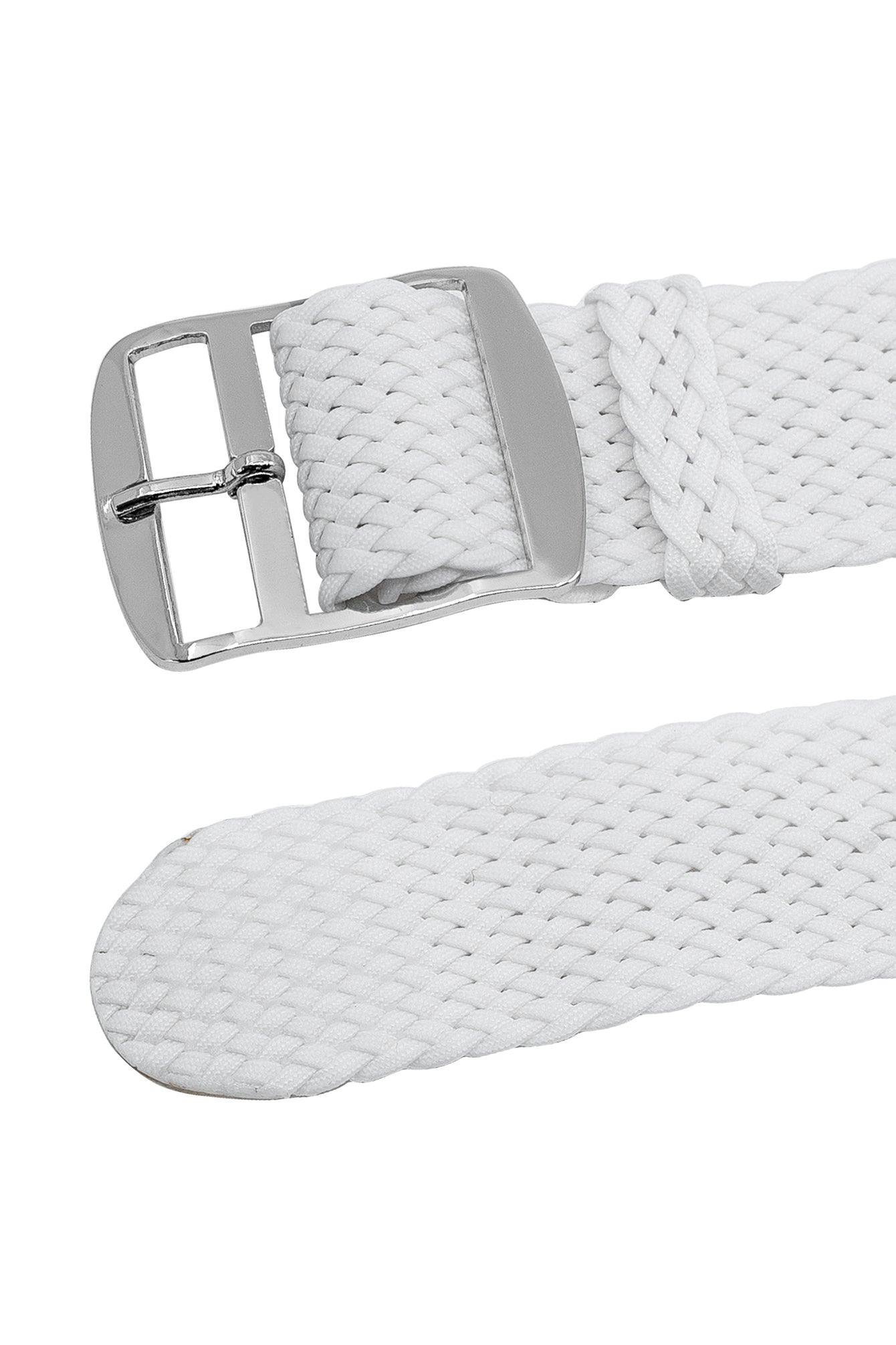 PERLON Braided One Piece Watch Strap & Buckle in WHITE