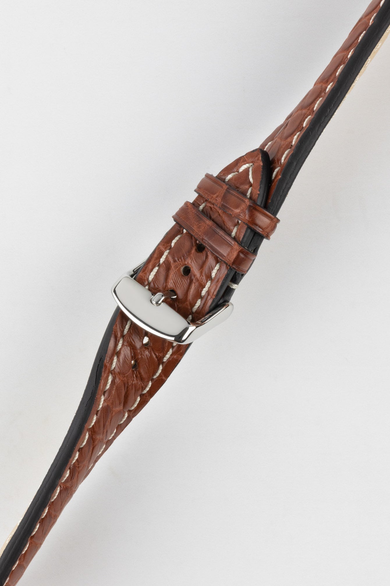 RIOS1931 AMBASSADOR Genuine Alligator Flank Padded Watch Strap in MAHOGANY