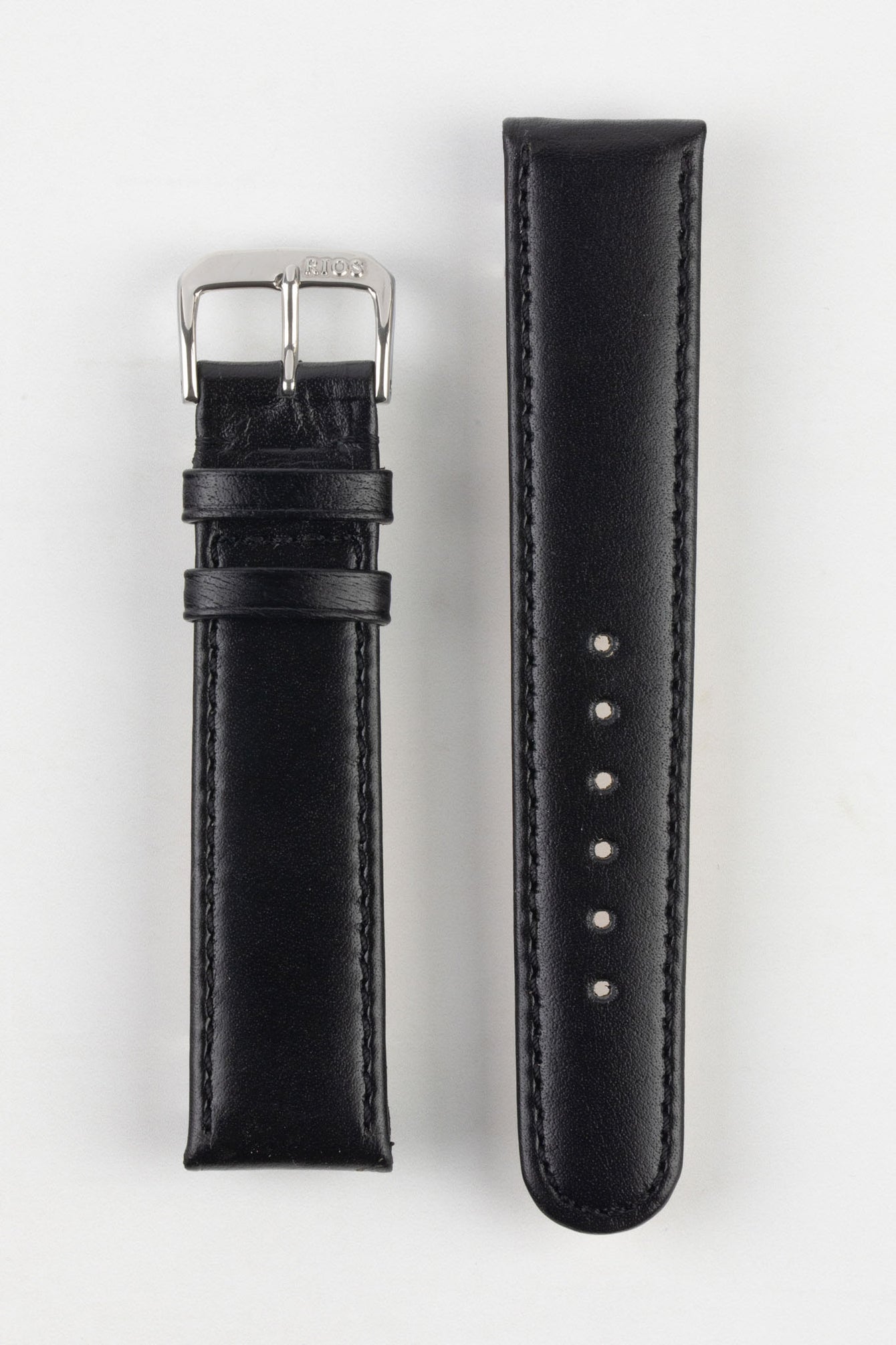 RIOS1931 ARIZONA Genuine Saddle Leather Hook-On Watch Strap in BLACK