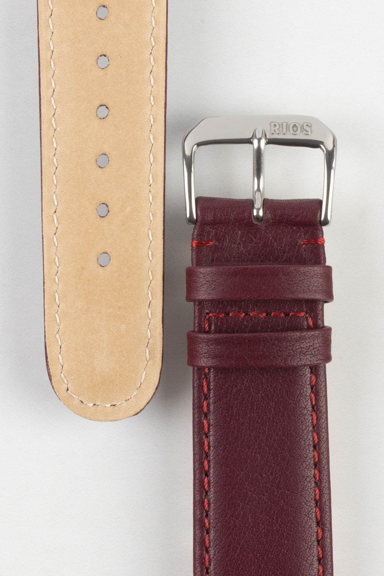 RIOS1931 ARIZONA Genuine Saddle Leather Hook-On Watch Strap in BURGUNDY