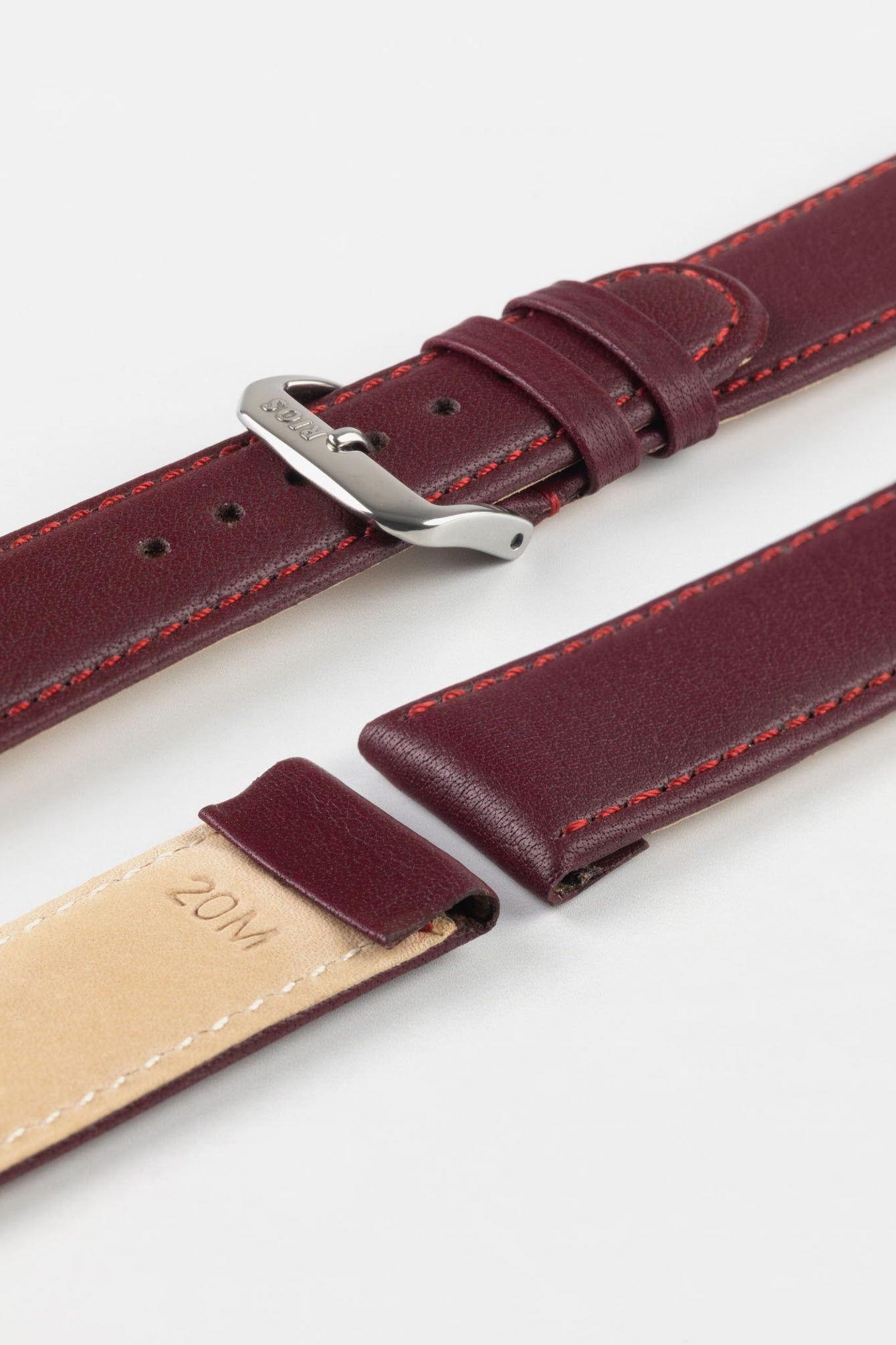 RIOS1931 ARIZONA Genuine Saddle Leather Hook-On Watch Strap in BURGUNDY