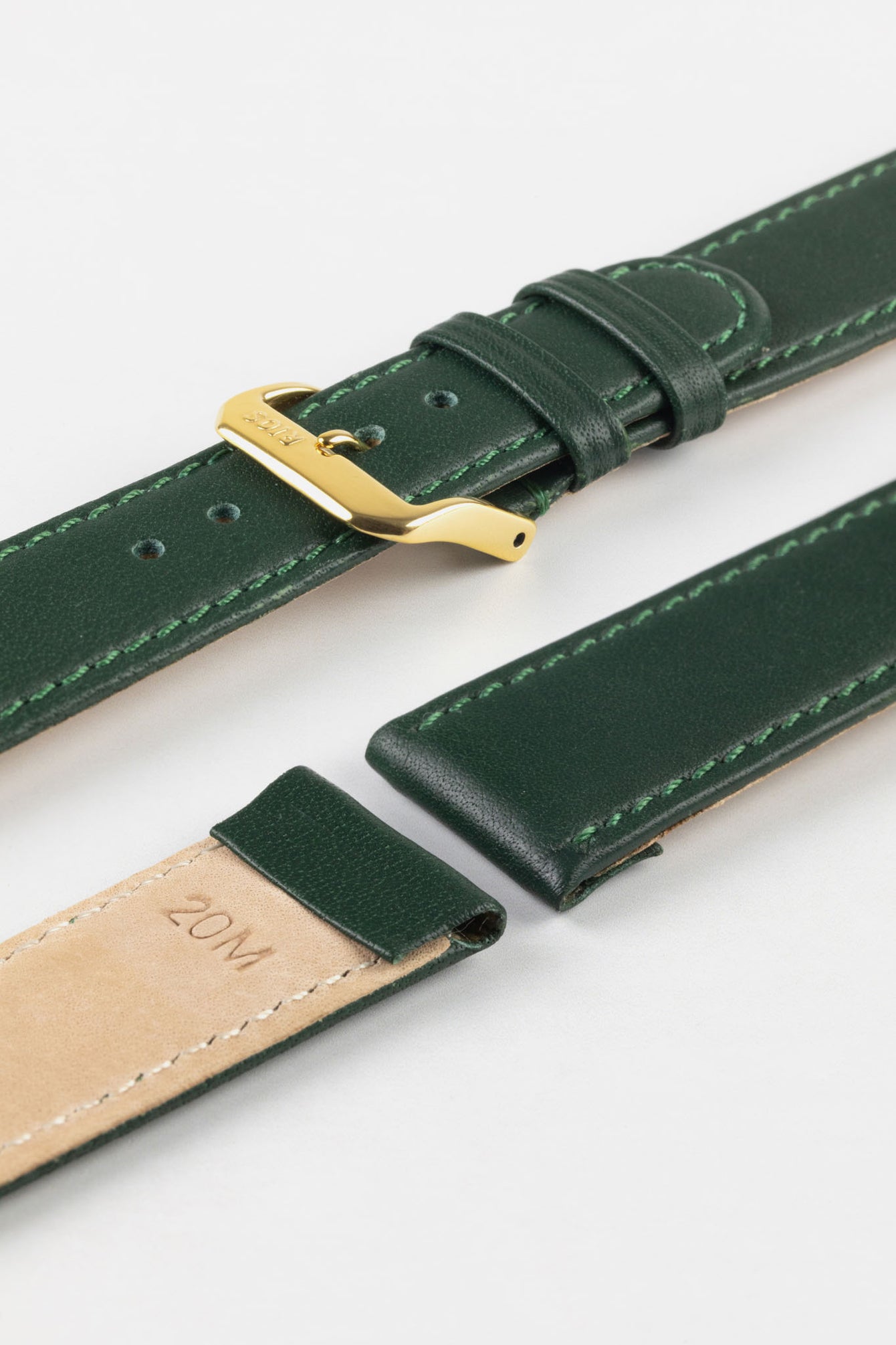 RIOS1931 ARIZONA Genuine Saddle Leather Hook-On Watch Strap in FOREST GREEN