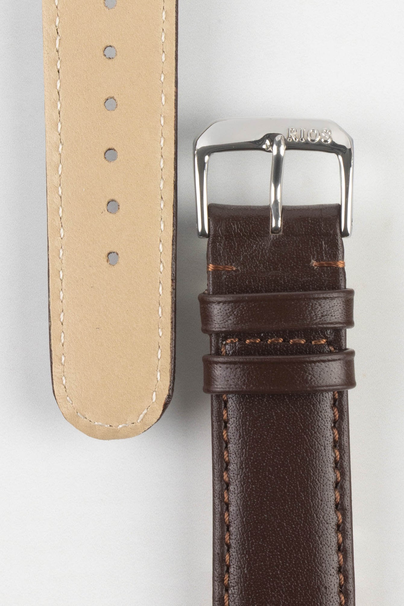 RIOS1931 ARIZONA Genuine Saddle Leather Hook-On Watch Strap in MOCHA