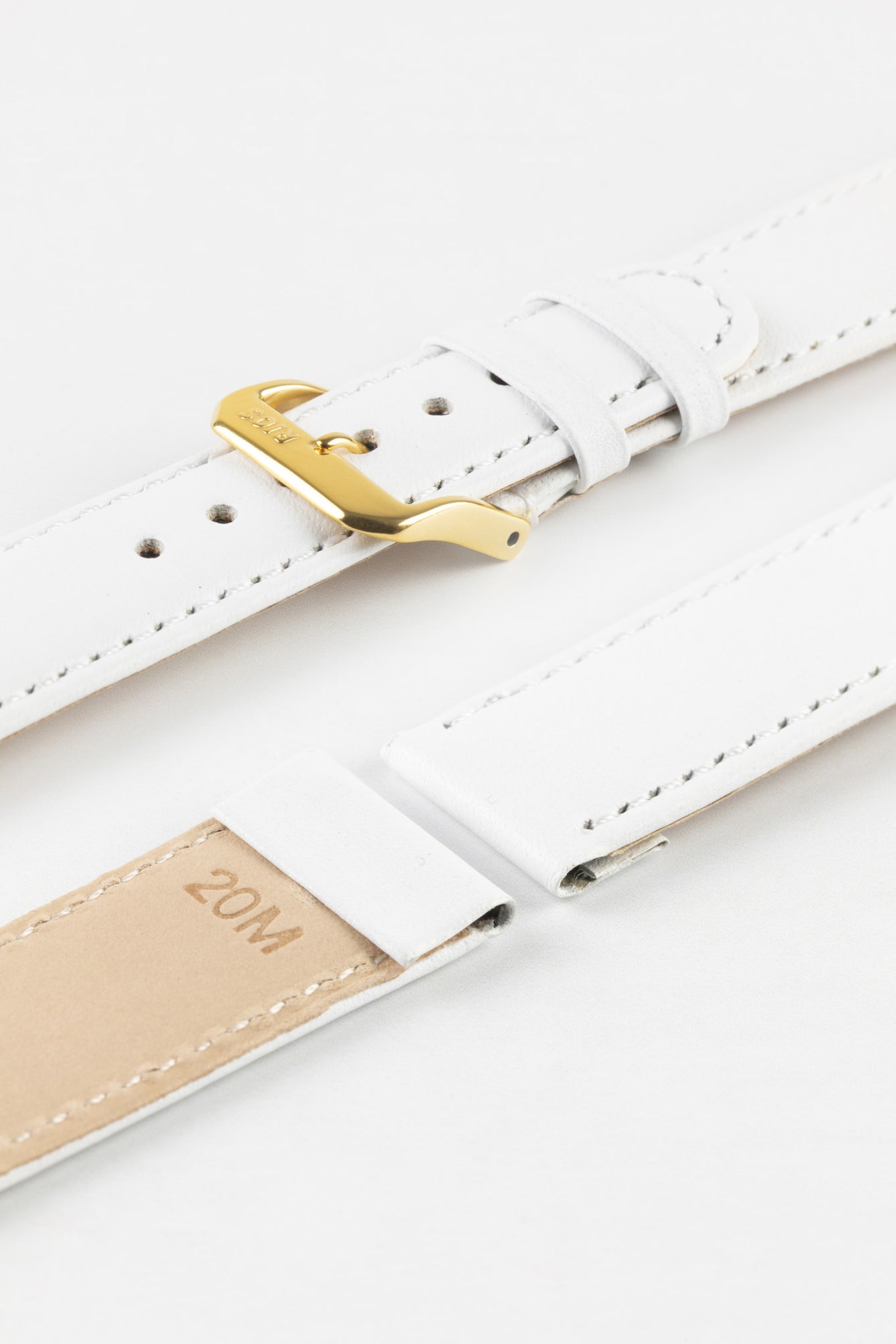 RIOS1931 ARIZONA Genuine Saddle Leather Hook-On Watch Strap in WHITE