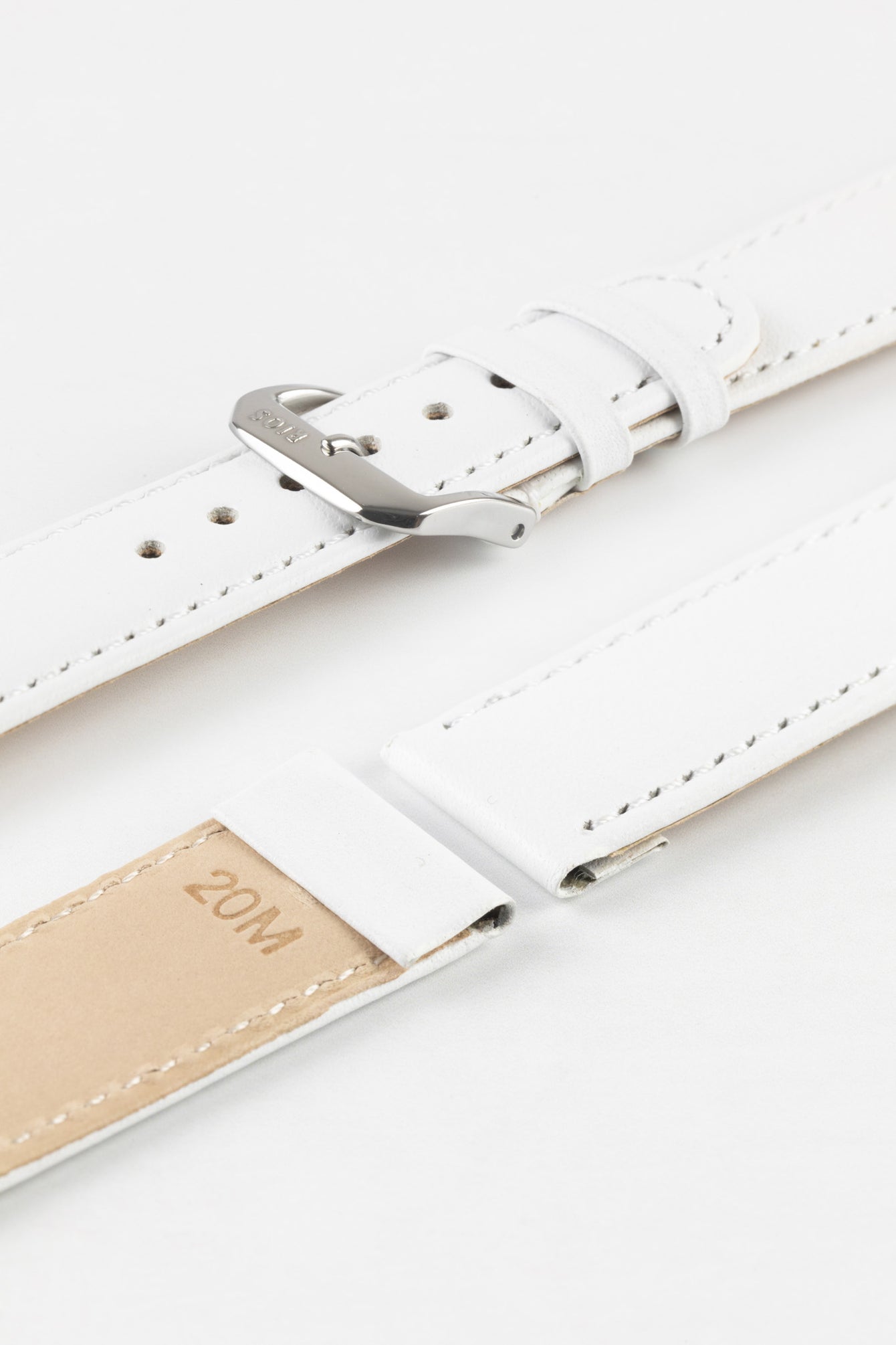 RIOS1931 ARIZONA Genuine Saddle Leather Hook-On Watch Strap in WHITE