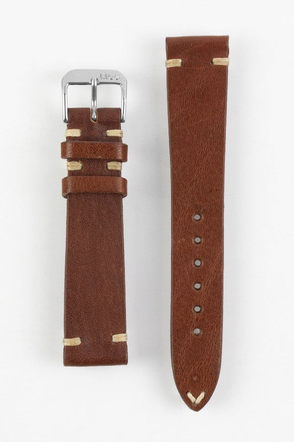 RIOS1931 BEDFORD Genuine Vintage Leather Watch Strap in STONE GREY 22mm 18mm 114mm 82mm Rose Gold Buckle