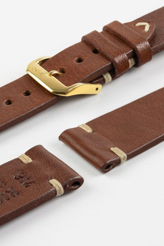 RIOS1931 BEDFORD Genuine Vintage Leather Watch Strap in MAHOGANY