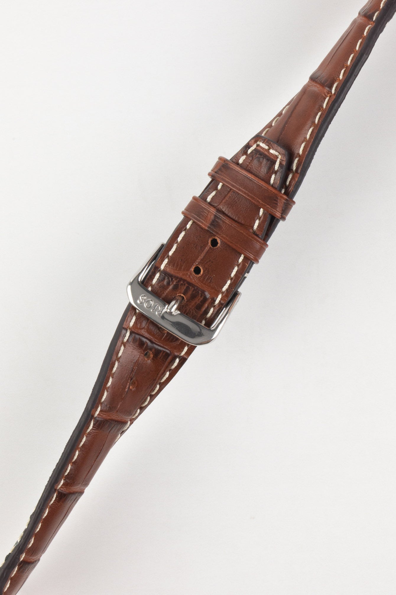 RIOS1931 BOSTON Alligator-Embossed Leather Watch Strap in MAHOGANY