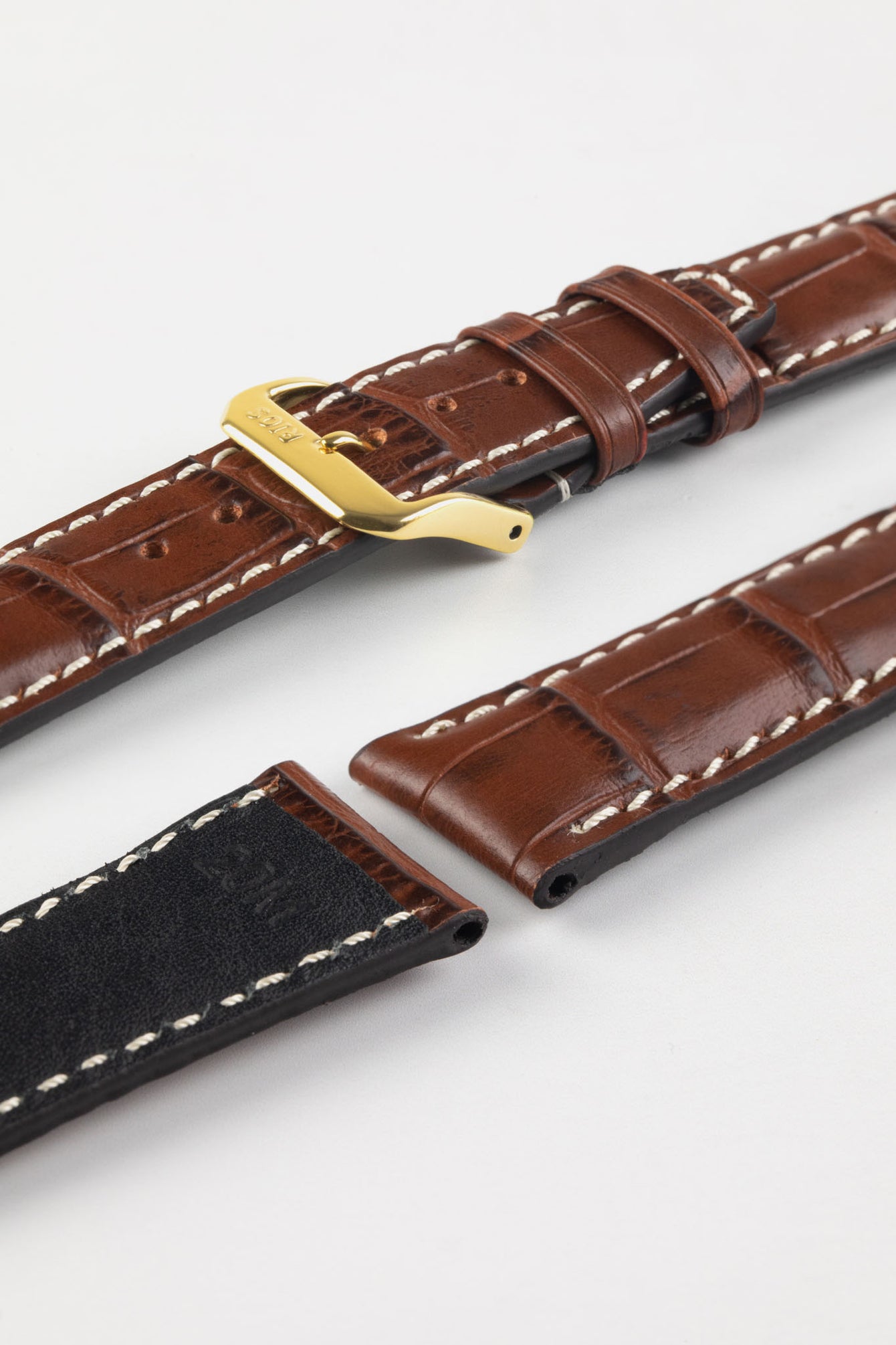 RIOS1931 BOSTON Alligator-Embossed Leather Watch Strap in MAHOGANY