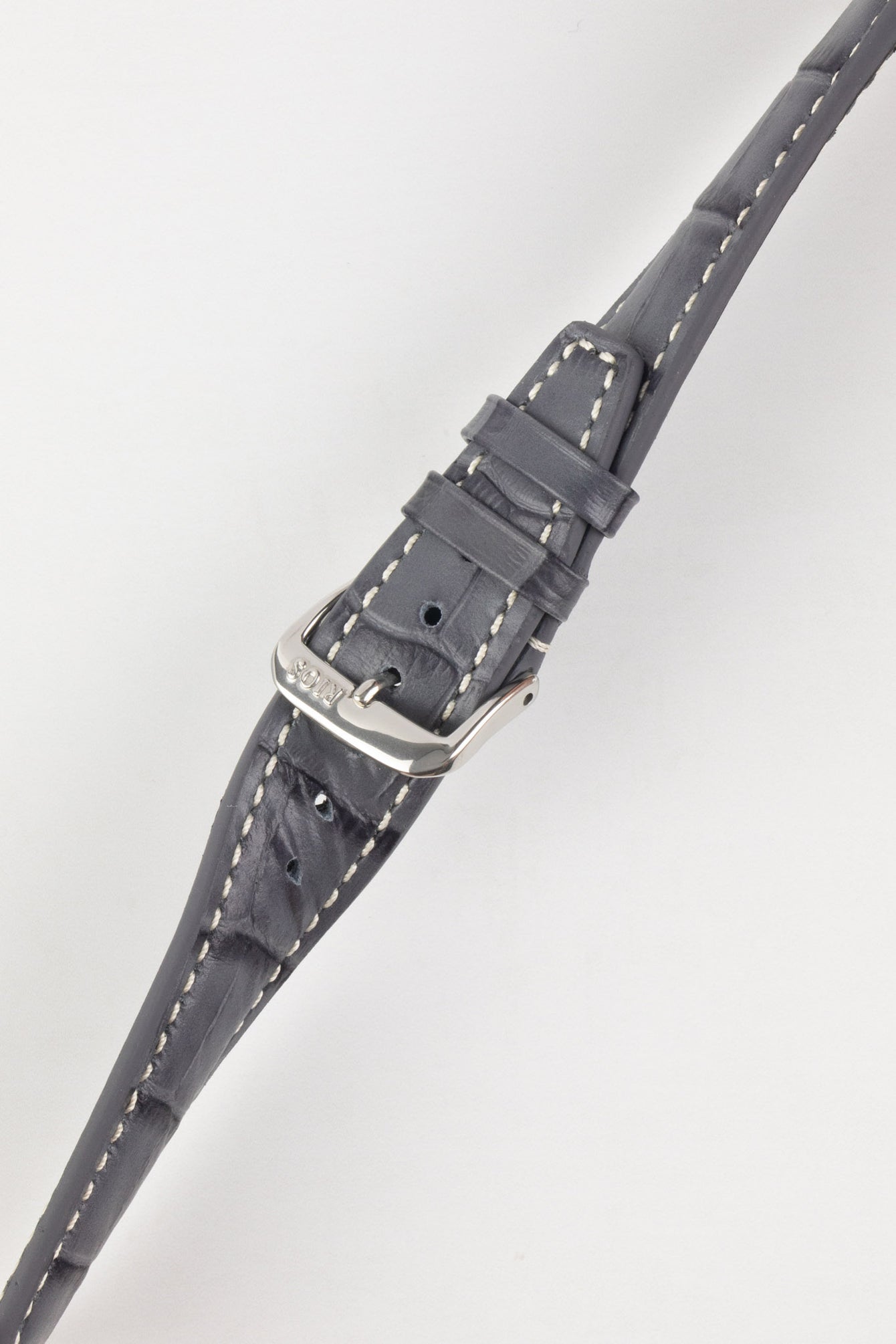 RIOS1931 BOSTON Alligator-Embossed Leather Watch Strap in STONE GREY