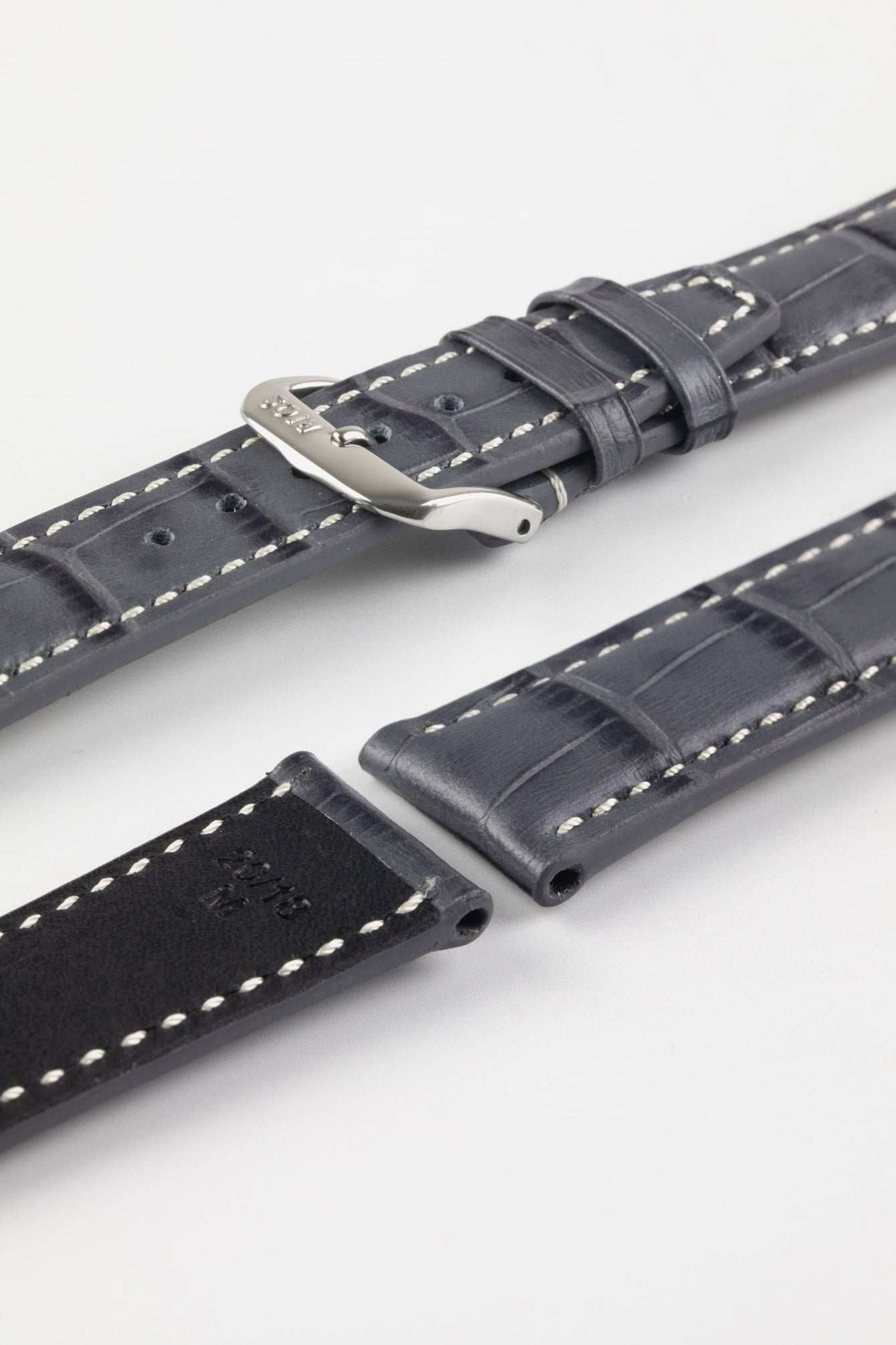 RIOS1931 BOSTON Alligator-Embossed Leather Watch Strap in STONE GREY