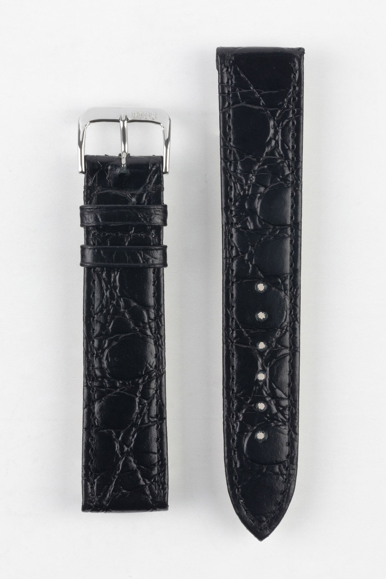 RIOS1931 BRAZIL Crocodile-Embossed Leather Watch Strap in BLACK