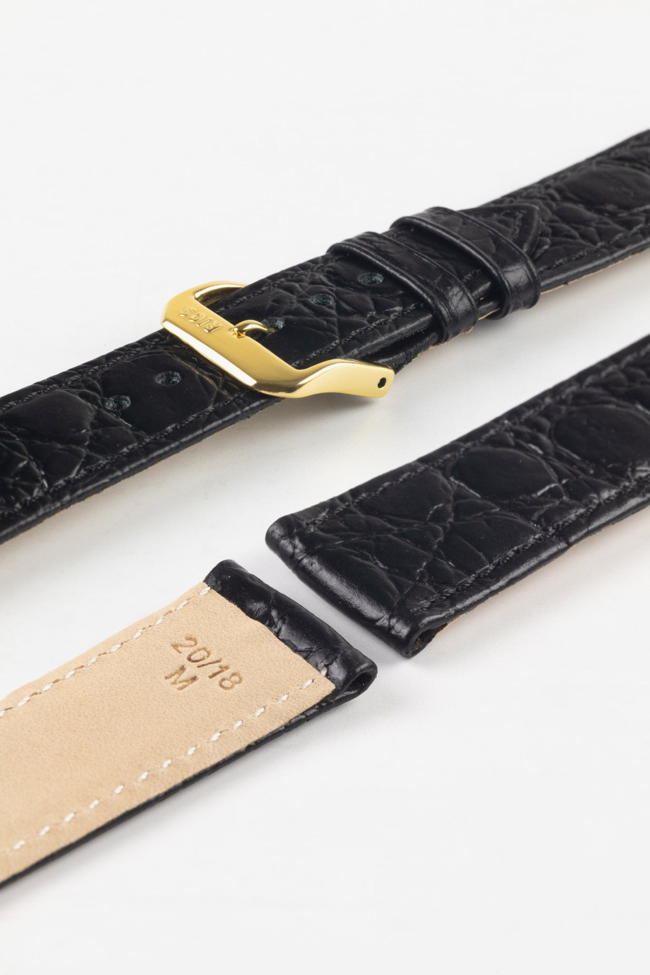 RIOS1931 BRAZIL Crocodile-Embossed Leather Watch Strap in BLACK