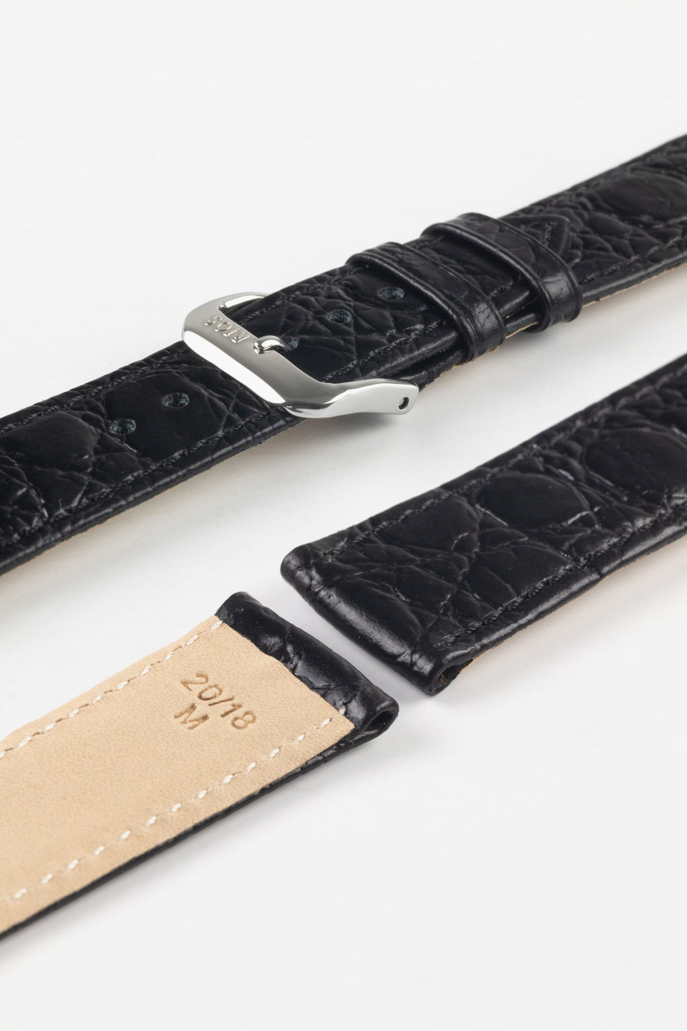 RIOS1931 BRAZIL Crocodile-Embossed Leather Watch Strap in BLACK