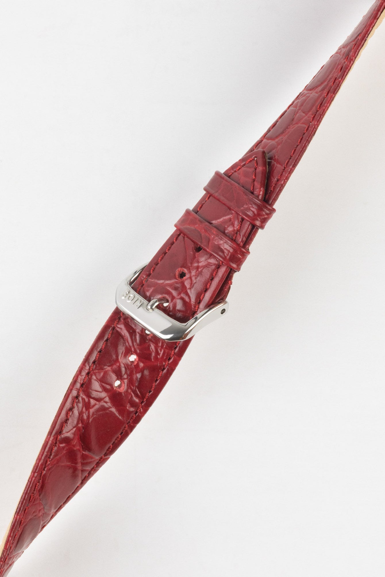 RIOS1931 BRAZIL Crocodile-Embossed Leather Watch Strap in BURGUNDY