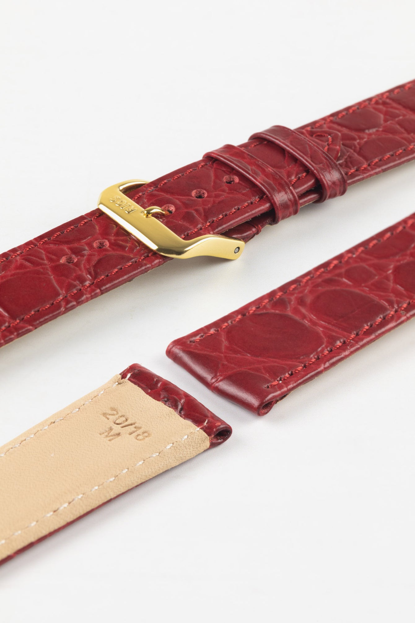 RIOS1931 BRAZIL Crocodile-Embossed Leather Watch Strap in BURGUNDY