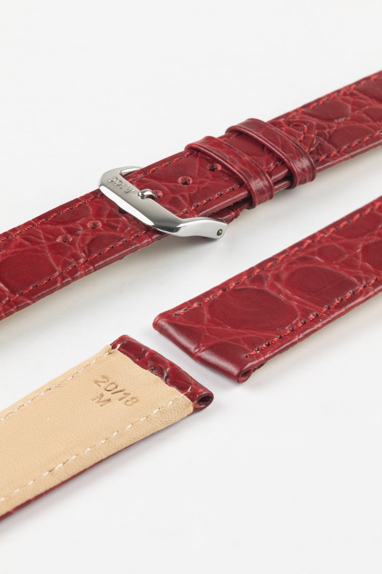 RIOS1931 BRAZIL Crocodile-Embossed Leather Watch Strap in BURGUNDY