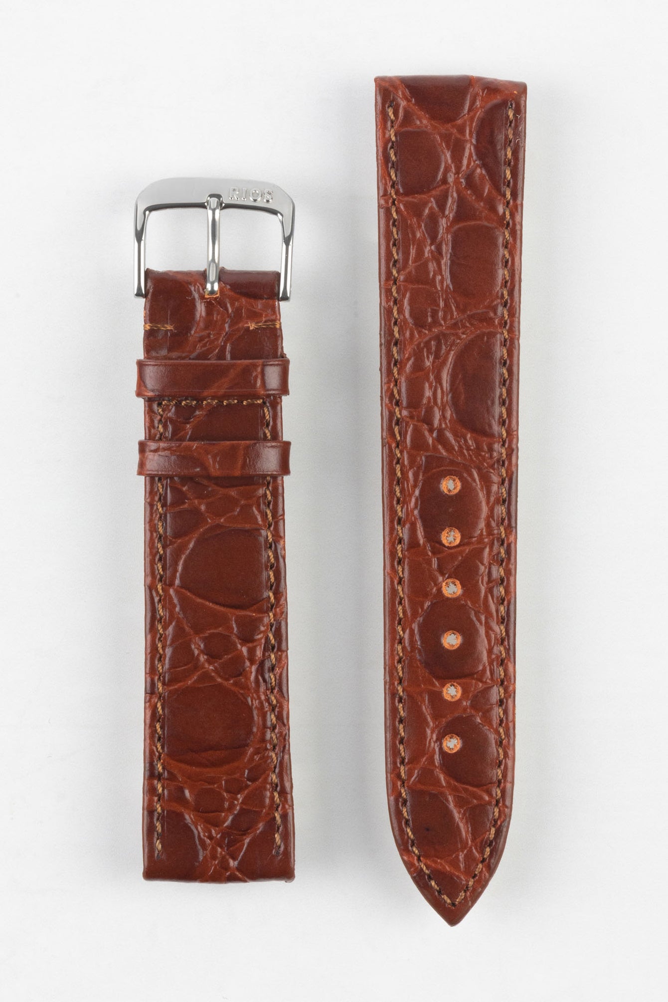 RIOS1931 BRAZIL Crocodile-Embossed Leather Watch Strap in MAHOGANY