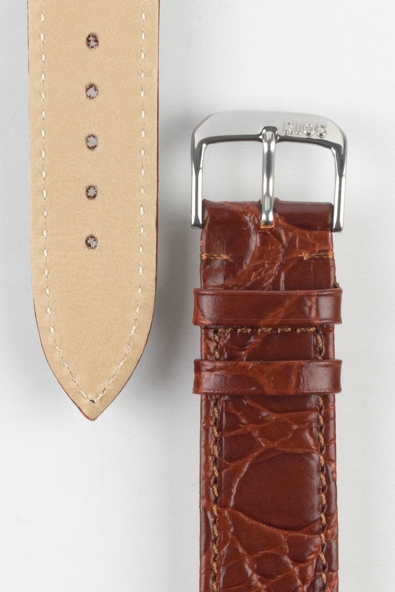 RIOS1931 BRAZIL Crocodile-Embossed Leather Watch Strap in MAHOGANY