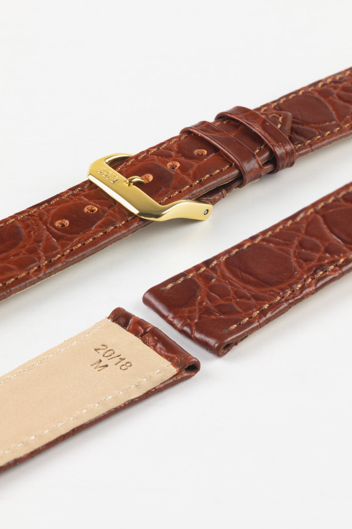 RIOS1931 BRAZIL Crocodile-Embossed Leather Watch Strap in MAHOGANY