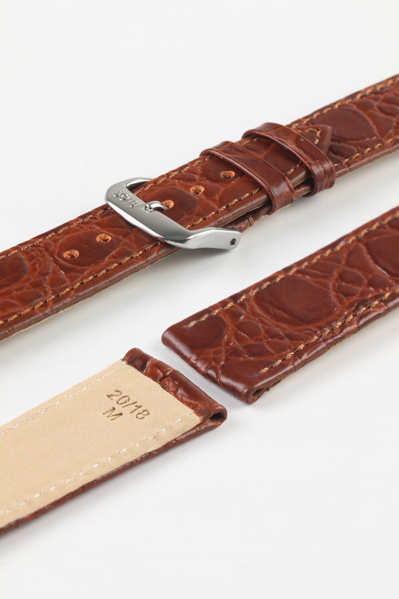 RIOS1931 BRAZIL Crocodile-Embossed Leather Watch Strap in MAHOGANY