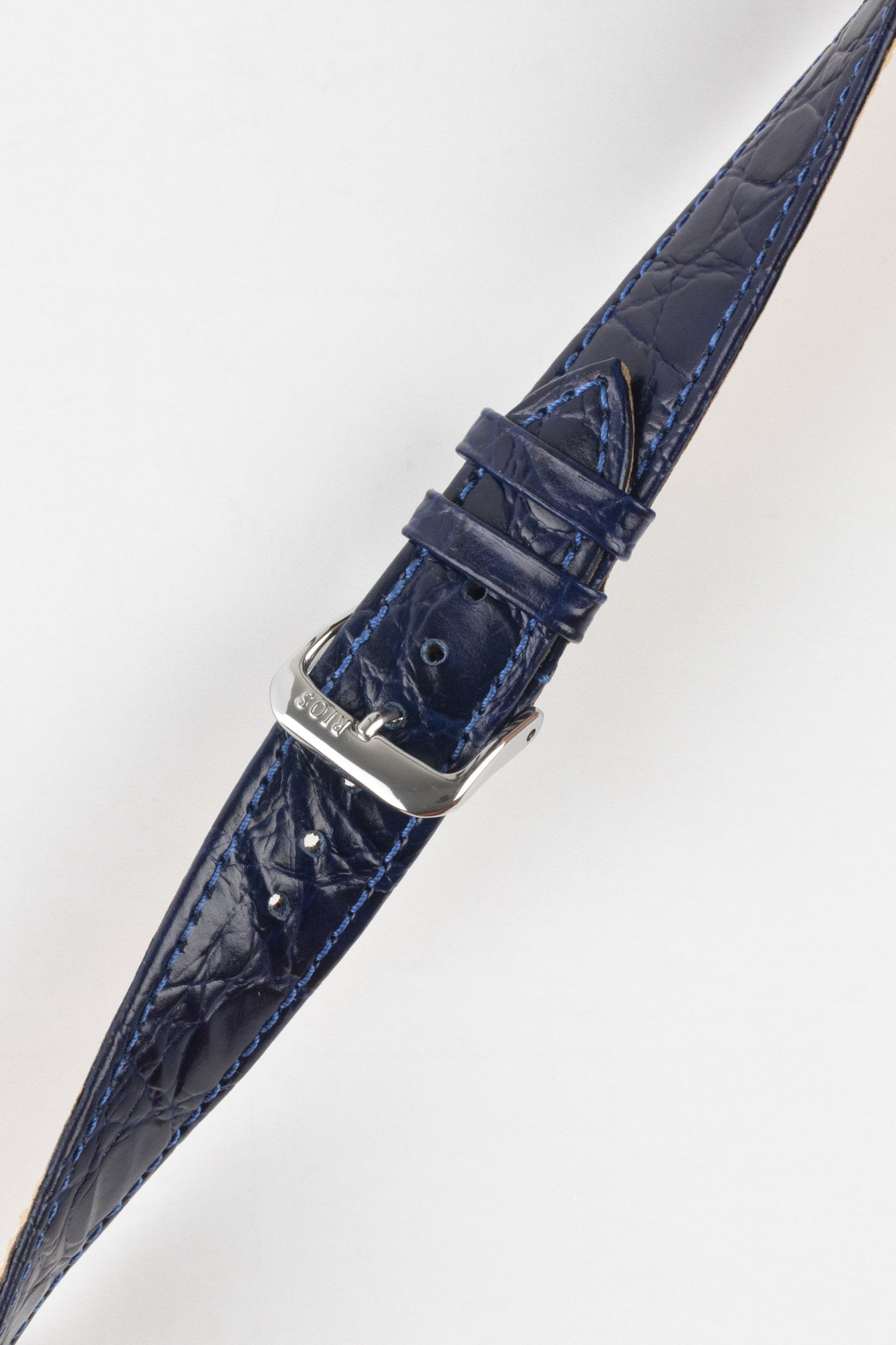 RIOS1931 BRAZIL Crocodile-Embossed Leather Watch Strap in OCEAN BLUE