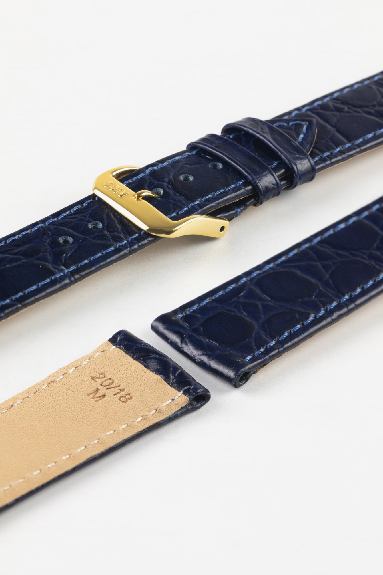 RIOS1931 BRAZIL Crocodile-Embossed Leather Watch Strap in OCEAN BLUE