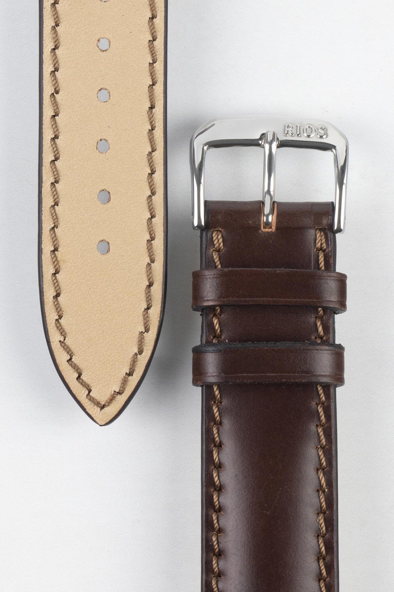 RIOS1931 CHICAGO Shell Cordovan Leather Watch Strap in MOCHA