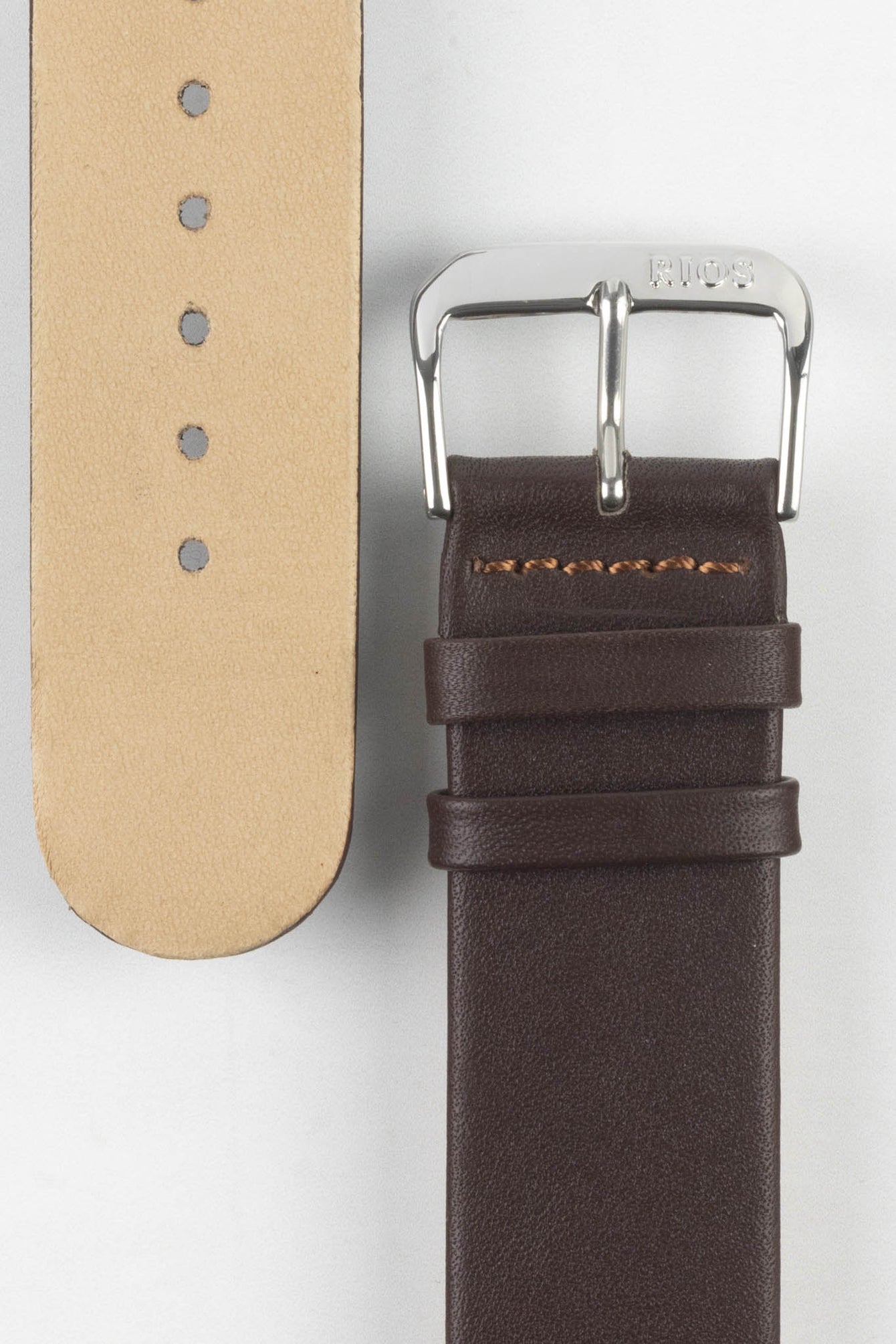 RIOS1931 CLASSIC Low-Profile Leather Watch Strap in MOCHA