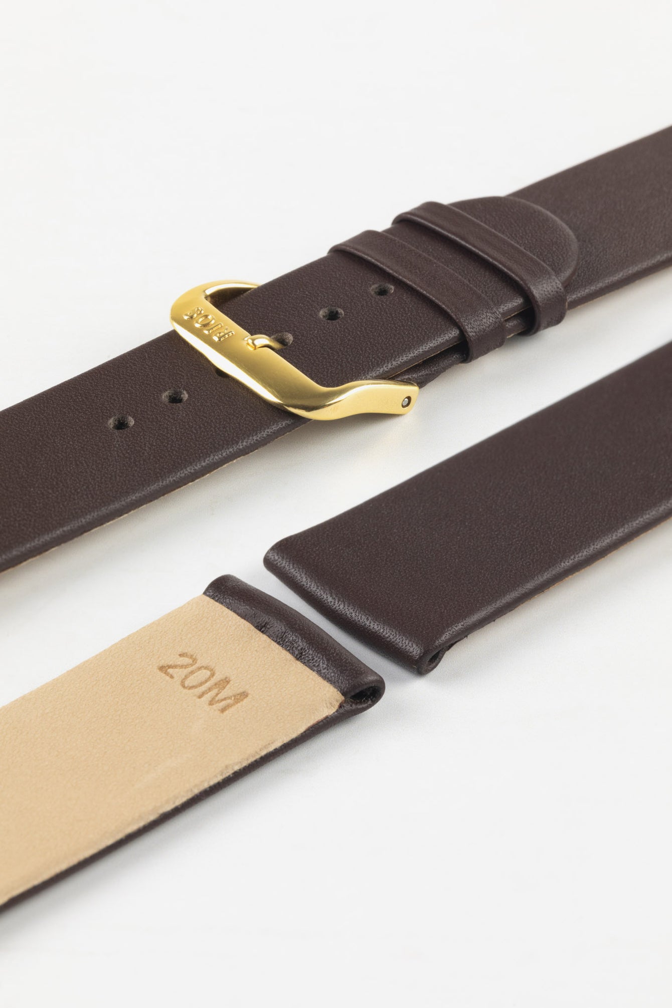 RIOS1931 CLASSIC Low-Profile Leather Watch Strap in MOCHA