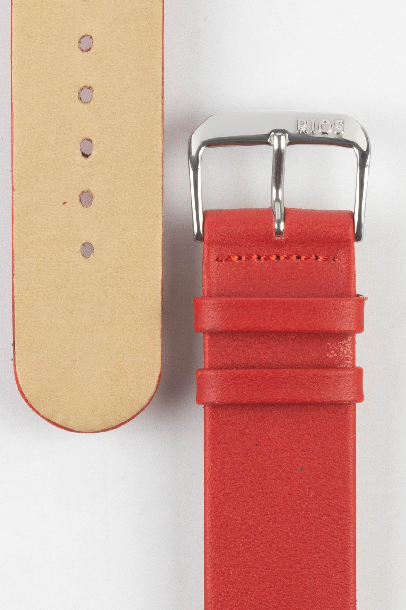 RIOS1931 CLASSIC Low-Profile Leather Watch Strap in RED