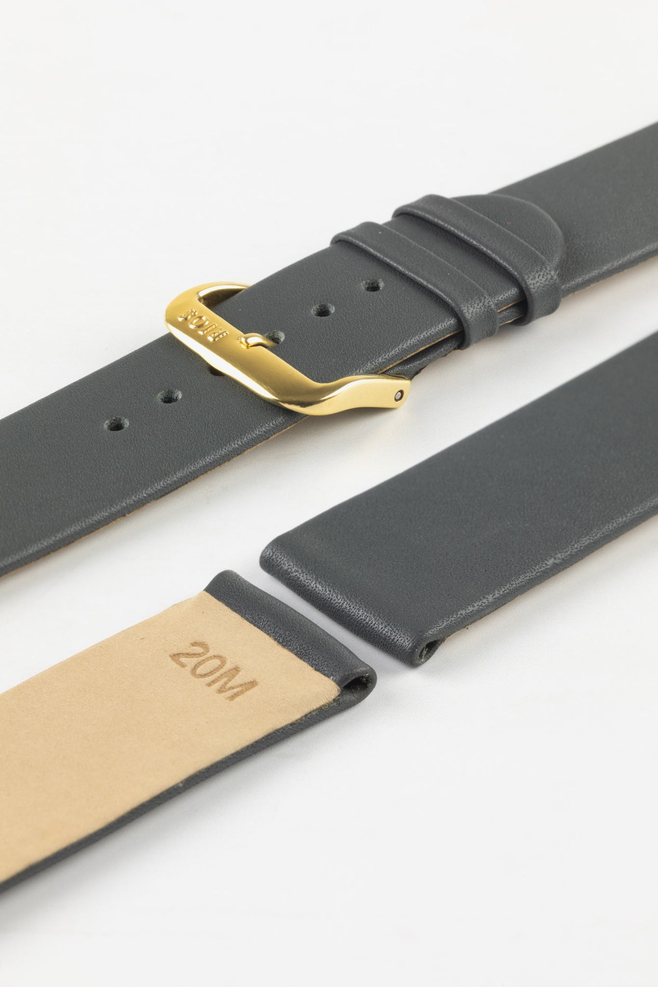 RIOS1931 CLASSIC Low-Profile Leather Watch Strap in STONE GREY