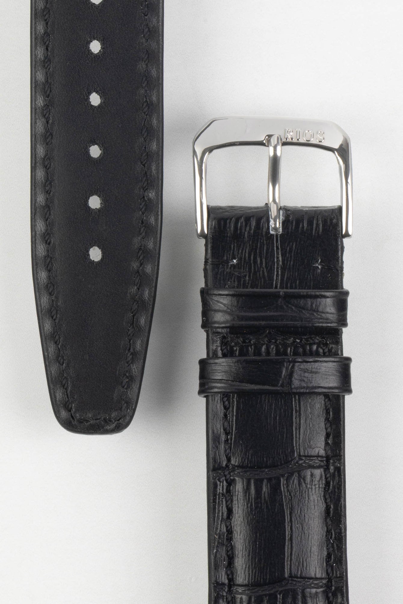 RIOS1931 DALLAS Alligator-Embossed Leather Watch Strap in BLACK