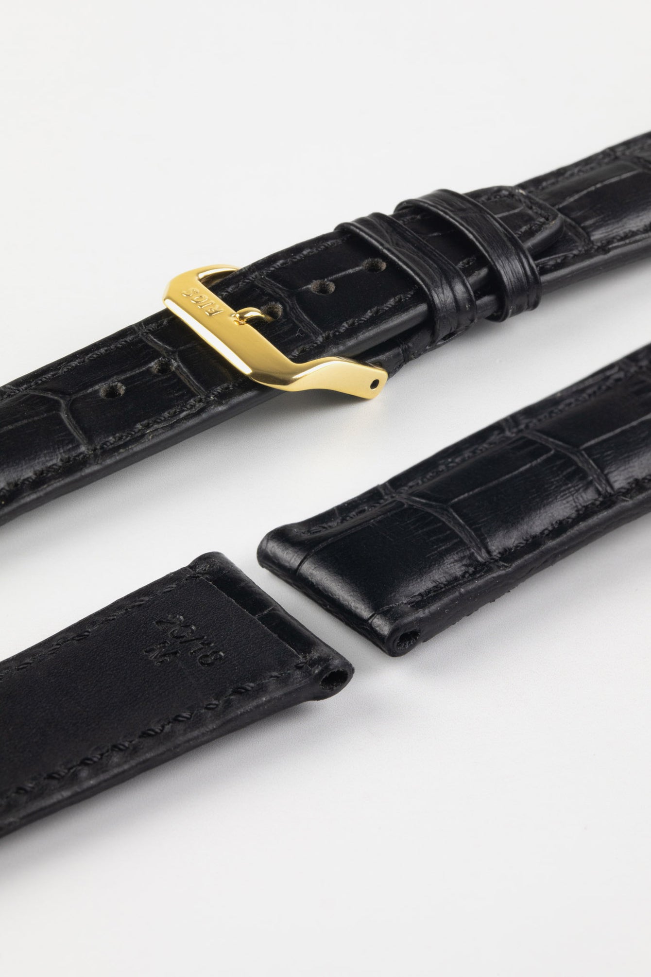 RIOS1931 DALLAS Alligator-Embossed Leather Watch Strap in BLACK