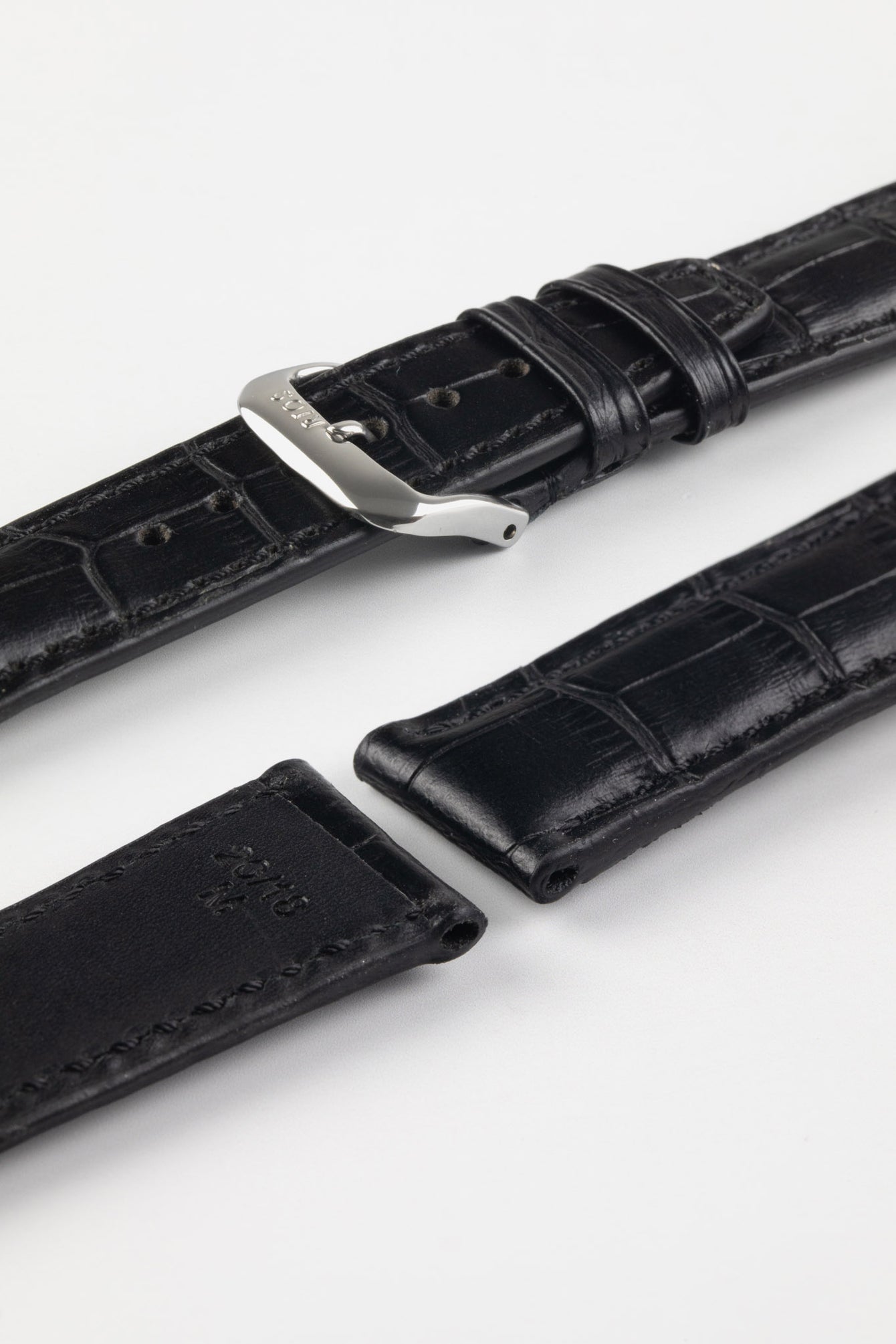 RIOS1931 DALLAS Alligator-Embossed Leather Watch Strap in BLACK